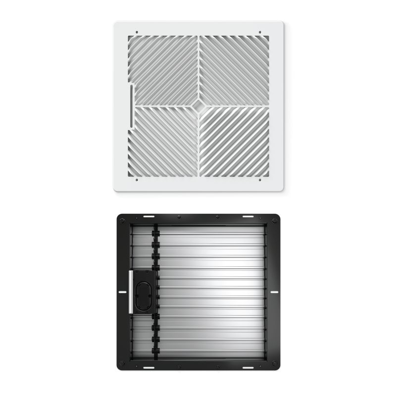 Flair Smart Vent 12x12 image with faceplate and vent register separated.