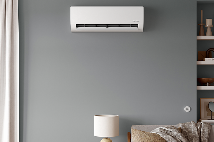 Lounge Room Wall with Mini Split and Puck Below